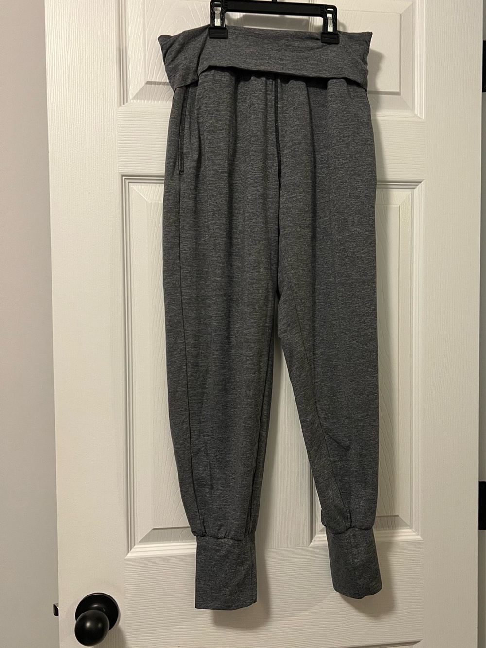 aerie Heather Dark Gray Fold-Over Waist Joggers